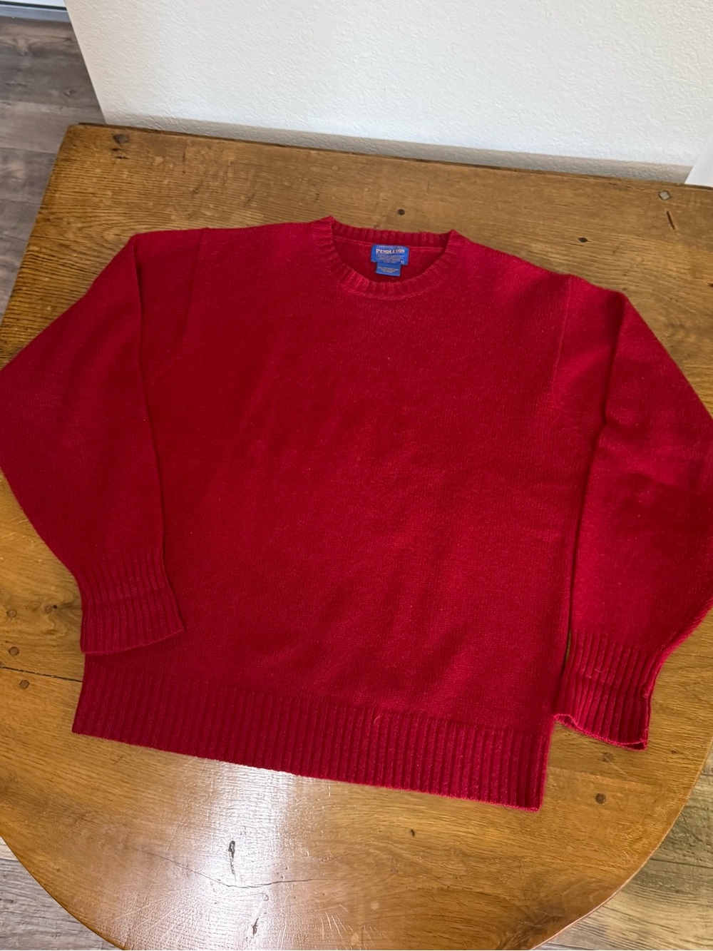 Pendleton Red Shetland Wool Crewneck Sweater